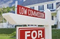 Low Commission For Sale Real Estate Sign In Front Of New House