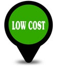 LOW COST on green location pointer graphic