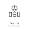 low cost icon vector from sustainable competitive advantage collection. Thin line low cost outline icon vector illustration. Royalty Free Stock Photo