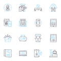 Low-cost propaganda linear icons set. Ideology, Manipulation, Disinformation, Indoctrination, Subversion, Misinformation