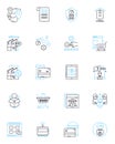 Low-cost propaganda linear icons set. Ideology, Manipulation, Disinformation, Indoctrination, Subversion, Misinformation