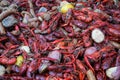 Low country boil with crawfish, sausage, potatoes Royalty Free Stock Photo