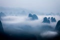 Low covering cloud over karst Mountain, Yangshuo China