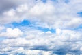 Low Dense Cumulus Clouds In Blue Sky On Summer Day