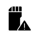 Low disk space warning black glyph icon