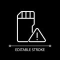 Low disk space warning white linear icon for dark theme
