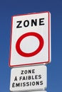 Low emission zone road sign in France Royalty Free Stock Photo