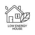 low energy house outline icon. Element of enviroment protection icon with name for mobile concept and web apps. Thin line low Royalty Free Stock Photo