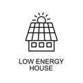 low energy house outline icon. Element of enviroment protection icon with name for mobile concept and web apps. Thin line low Royalty Free Stock Photo