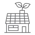 Low energy house thin line icon, ecology energy