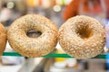 Low fat doughnuts at bakery shelf Royalty Free Stock Photo