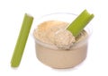 Low fat food hummus and celery Royalty Free Stock Photo