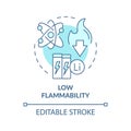 Low flammability soft blue concept icon