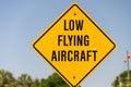 Low Flying Aircraft sign along side road Royalty Free Stock Photo