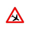 Low flying aircraft. Warning sign. Royalty Free Stock Photo