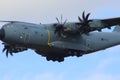 Low flying A400 military transport plane Royalty Free Stock Photo