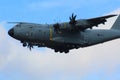 Low flying A400 military transport plane Royalty Free Stock Photo