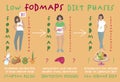 Low FODMAPS diet phases. Irritable Bowel Syndrome. Horizontal banner