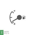 Low fuel glyph icon. Fuel gauge indicators gas meter Royalty Free Stock Photo