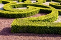 Low hedges of box tree pruned in geometric shapes in a french formal garden