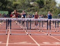 Low Hurdles Race at the Track Meet Royalty Free Stock Photo