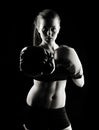 Low key female boxer Royalty Free Stock Photo