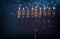 Low key Image of jewish holiday Hanukkah background Royalty Free Stock Photo