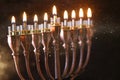 Low key Image of jewish holiday Hanukkah background Royalty Free Stock Photo