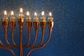 Low key Image of jewish holiday Hanukkah background Royalty Free Stock Photo