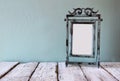 Low key image of old victorian steel blue blank frame