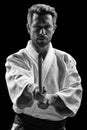Low key portrait of aikido master Royalty Free Stock Photo