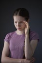 Low Key Studio Portrait Of Stressed Teenage Girl Worried About Mental Health Issues Or Bullying Royalty Free Stock Photo