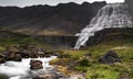low key view of the Dynjandi waterfall in the Westfjords of Iceland Royalty Free Stock Photo