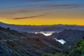 Low lake from California drought Royalty Free Stock Photo