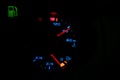 Low level fuel warning light in car dashboard. Royalty Free Stock Photo