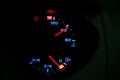 Low level fuel warning light in car dashboard. Royalty Free Stock Photo
