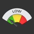 Low level risk gauge vector icon.