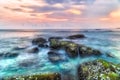 Low light long exposure scenery of Sunset over the sea