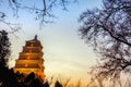 Low light scenery of big wild goose pagoda,Xian,China Royalty Free Stock Photo