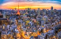 Low light scenery of sunset at Tokyo Tower, Japan Royalty Free Stock Photo