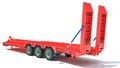 Low Loader Platform Trailer 3D rendering on white background