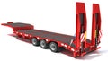 Low Loader Semi Trailer 3D rendering on white background Royalty Free Stock Photo
