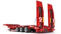 Low Loader Semi Trailer 3D rendering on white background Royalty Free Stock Photo