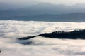 Low lying clouds in Himalayas viewed from Nainital