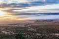 Low morning clouds laying over land. Royalty Free Stock Photo