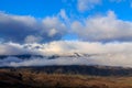 Low morning clouds over hills on the Mogollon Rim Plateau, Arizona.