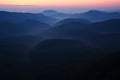 Low mountains early in the morning, light fog Royalty Free Stock Photo