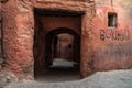 A low narrow public passage in the medina of Marrakech Royalty Free Stock Photo