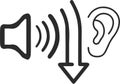 Low noise level icon, Low sound black vector icon.