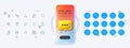 Low percent, Usb flash and Euler diagram line icons. For web app, printing. Phone mockup with 3d chat icon. Vector